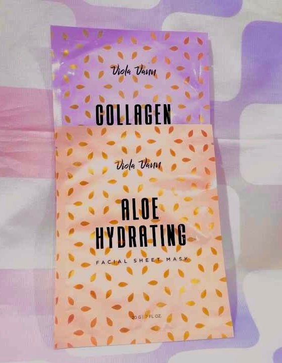 Collagen and Aloe face masks packet