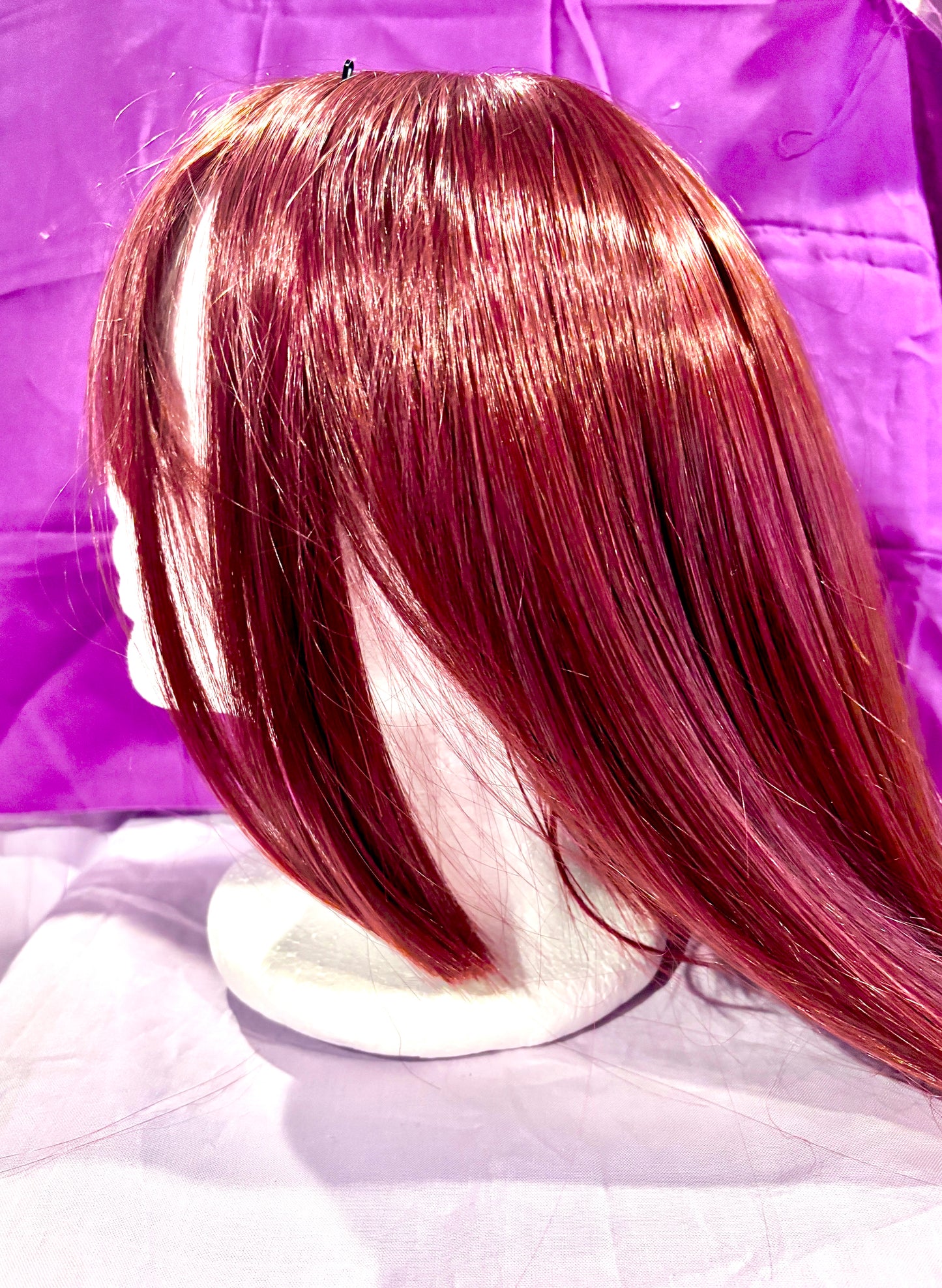 Dark wine red wig with bangs