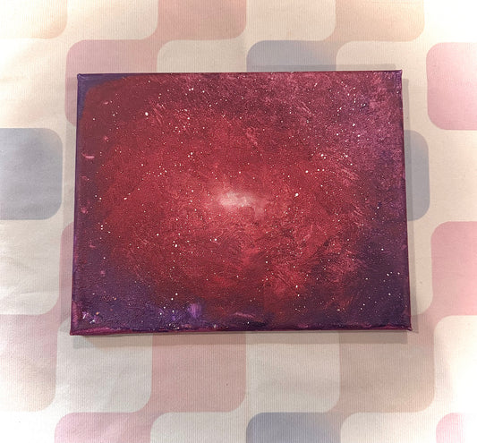Crimson Nebula- Original Abstract Galaxy Acrylic Painting